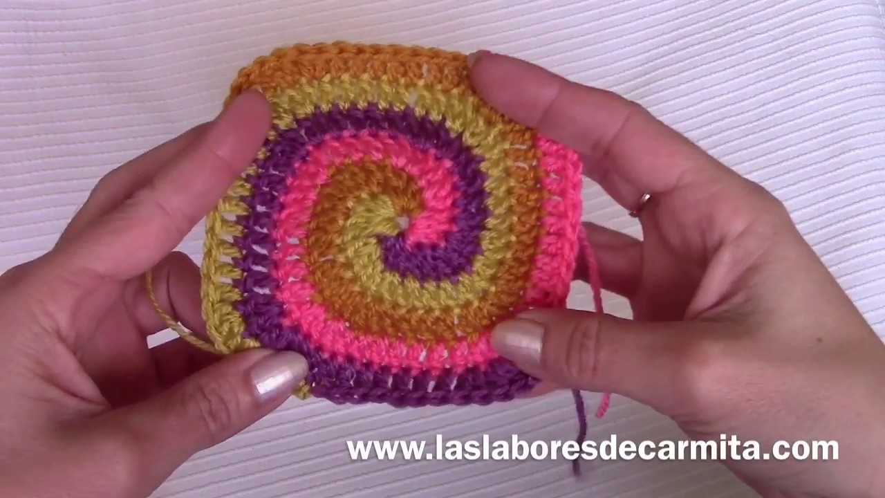 Crochet tutorial cuadrado en espiral paso a paso