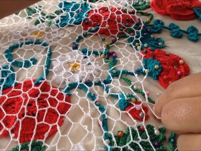 Blusa en crochet irlandés : Parte II unión de los motivos usando una red tradicional o regular1