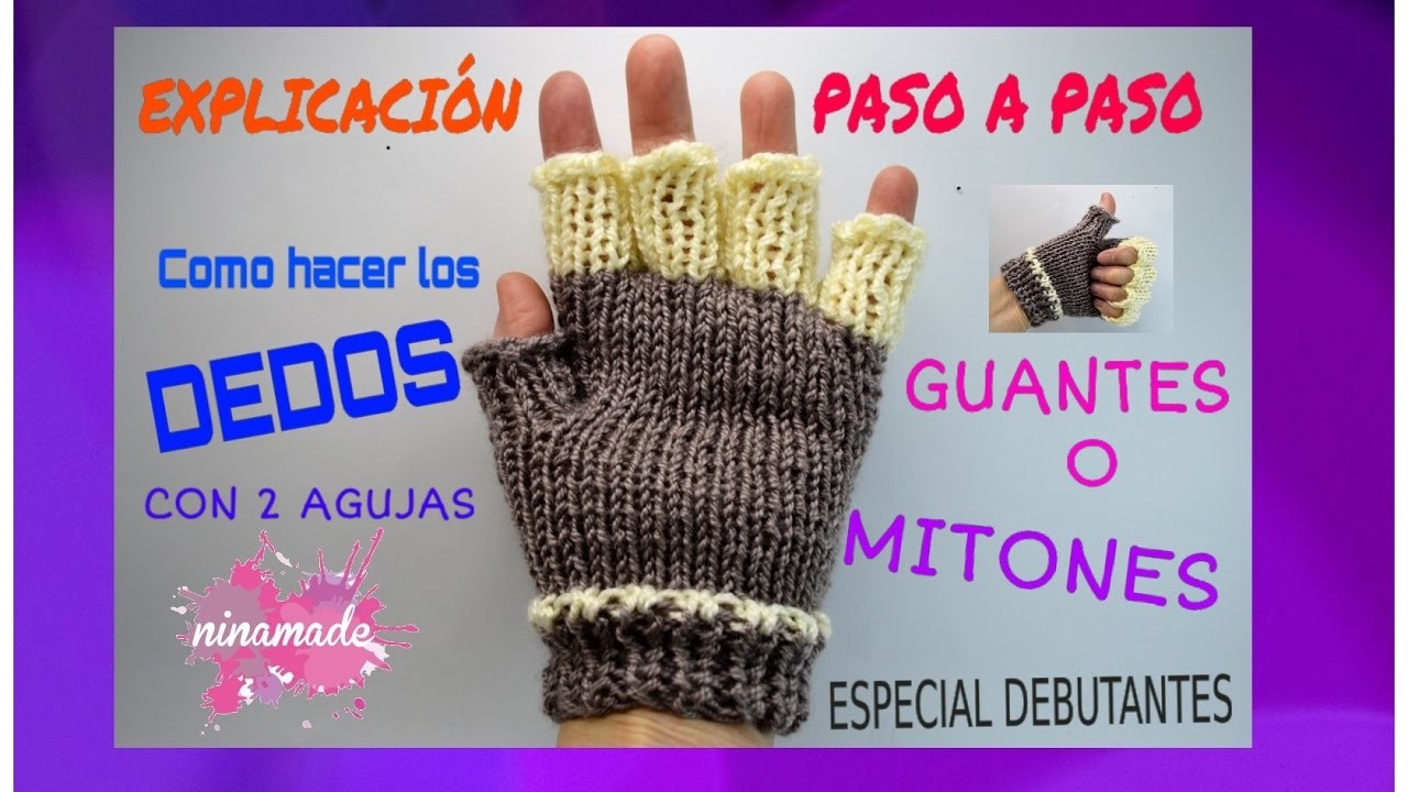 DIY. Tejer los Dedos de Guantes.Mitones Paso a Paso.How to Knit Glove Fingers.Mittens.