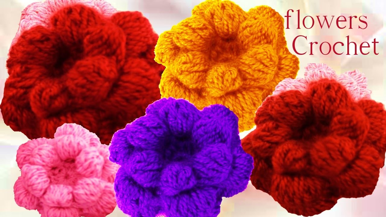 Como tejer flores esponjosas pom pom a Crochet o Ganchillo