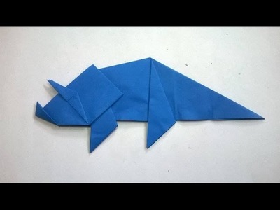 Origami Triceratops Dinosaurio de papel(Audio Español) - Origami paper dinosaur