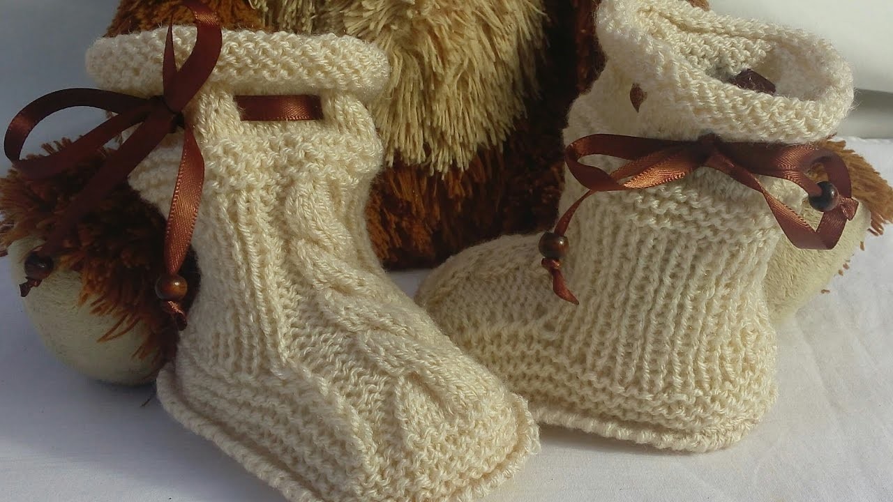 Botas con trenza en dos agujas