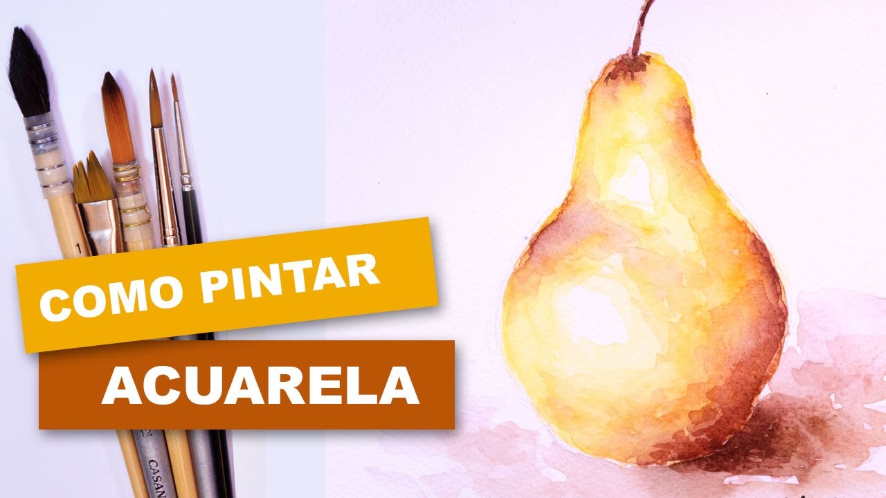 Como pintar facil una pera con acuarela