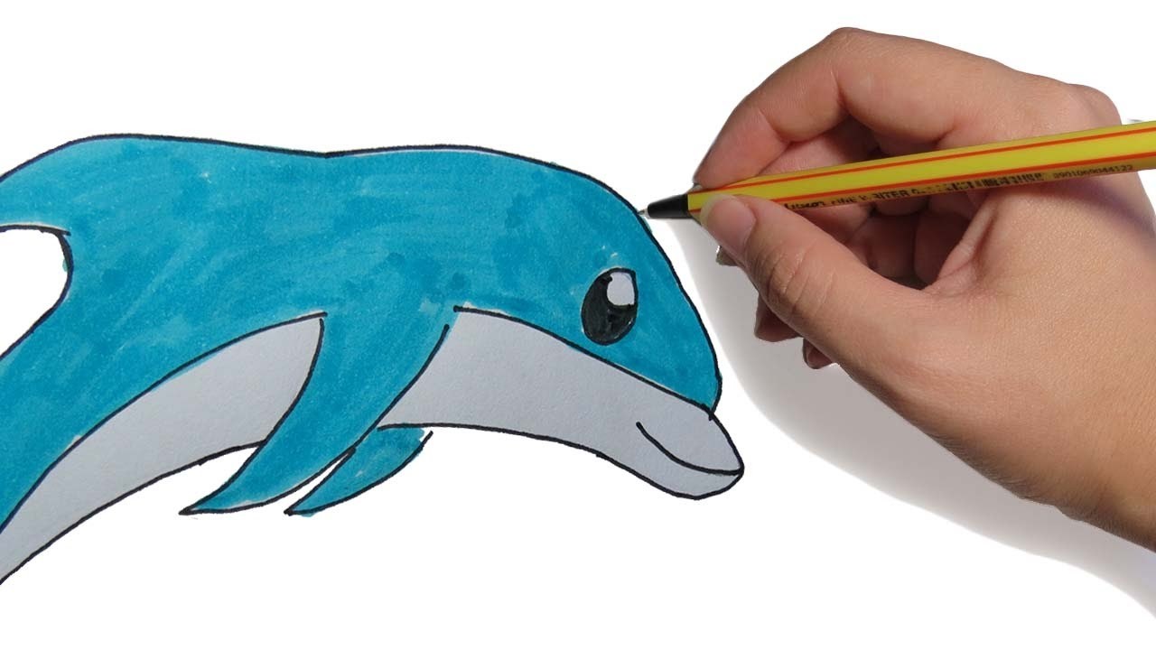 DIBUJOS DE ANIMALES FACILES DELFIN SALTANDO PASO A PASO FACIL: a lapiz