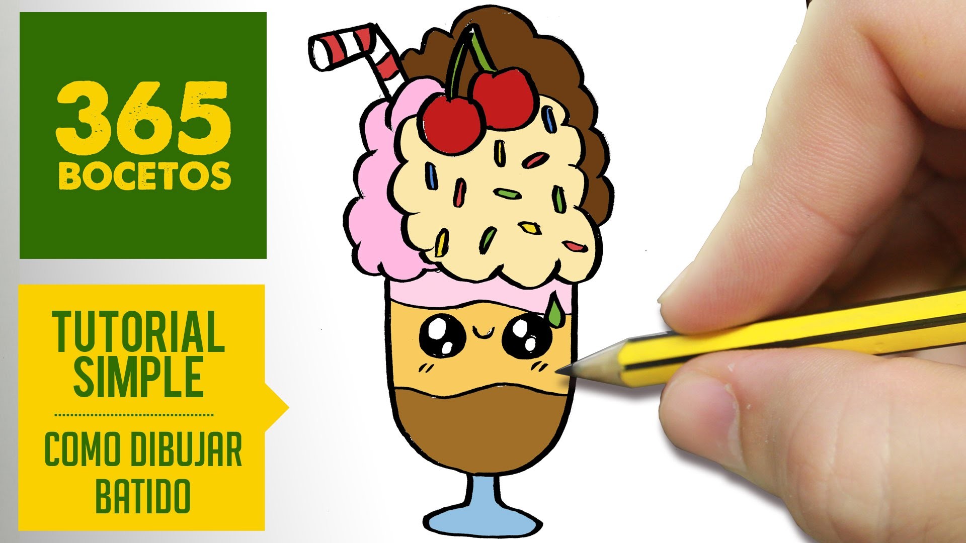 COMO DIBUJAR BATIDO KAWAII PASO A PASO - Dibujos kawaii faciles - How to draw a milkshake