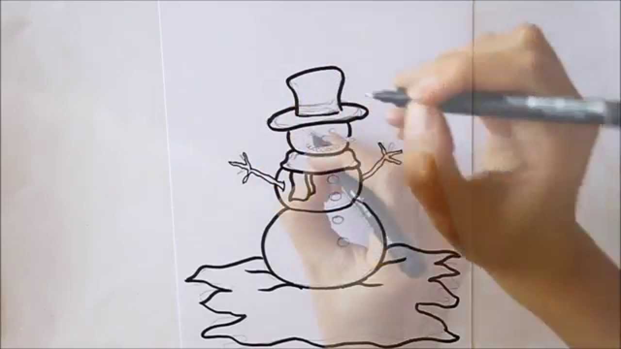 Cómo dibujar un Muñeco de Nieve Dibuja Conmigo Dibujos de Invierno