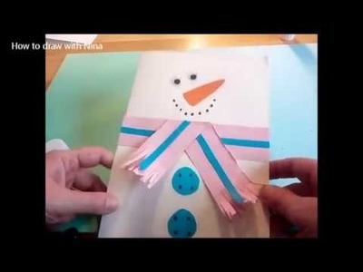 Manualidades para navidad. Cómo hacer una tarjeta Muñeco de nieve. Como fazer um cartão