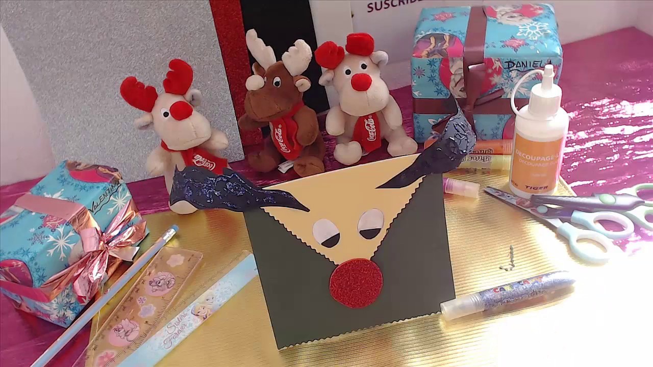 MANUALIDADES PARA NAVIDAD   TARJETA RENO RUDOLF