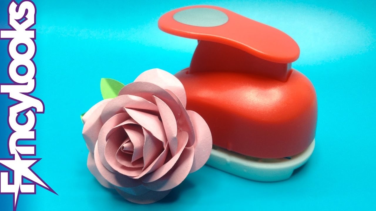 DIY Rosa fácil y realista de cartulina hecha con troqueladora circular