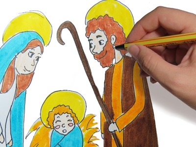 COMO DIBUJAR EL PESEBRE PARA NAVIDAD PASO A PASO: Dibujos faciles de navidad para niños a color