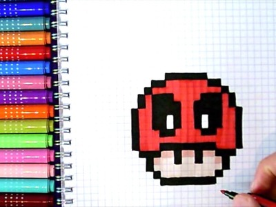 Pixel Art Hecho a mano - Cómo dibujar deadpool en pixel art - Champiñón