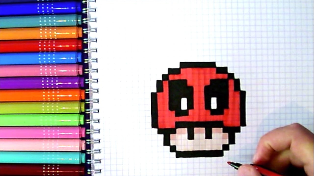 Pixel Art Hecho a mano - Cómo dibujar deadpool en pixel art - Champiñón