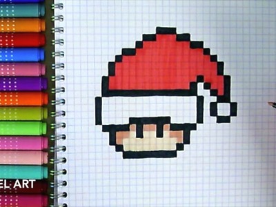 Pixel Art Hecho a mano - Cómo dibujar el champiñón de navidad en pixel art