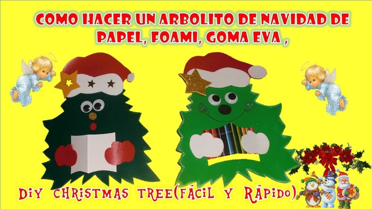 COMO HACER ARBOL DE NAVIDAD, COMO HACER UN ARBOLITO DE NAVIDAD DE PAPEL, FOAMI, GOMA EVA , DIY CHRIS