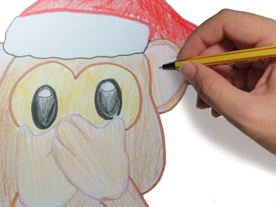 COMO DIBUJAR AL EMOJI MONO EN NAVIDAD PASO A PASO: dibujos faciles a color para niños