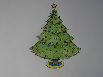 Como Dibujar un Árbol de Navidad bien fácil. Caricatura. Draw a Christmas Tree in caricature