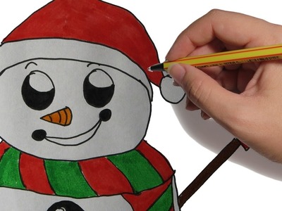 COMO DIBUJAR UN MUÑECO DE NIEVE PARA NAVIDAD FACIL: paso a paso para los niños