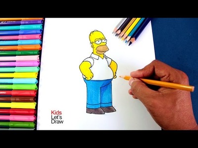 Como dibujar a Homero Simpson | Drawing Homer Simpson (The Simpsons) - KidsLetsDraw