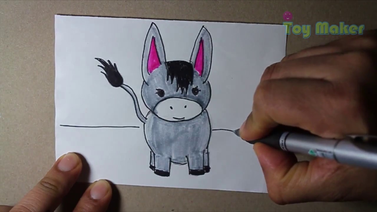 Como Dibujar un burro pequeño muy fácil.