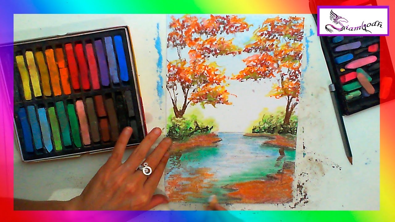 Como hacer un paisaje con tizas pastel ejercicio explicado para niños