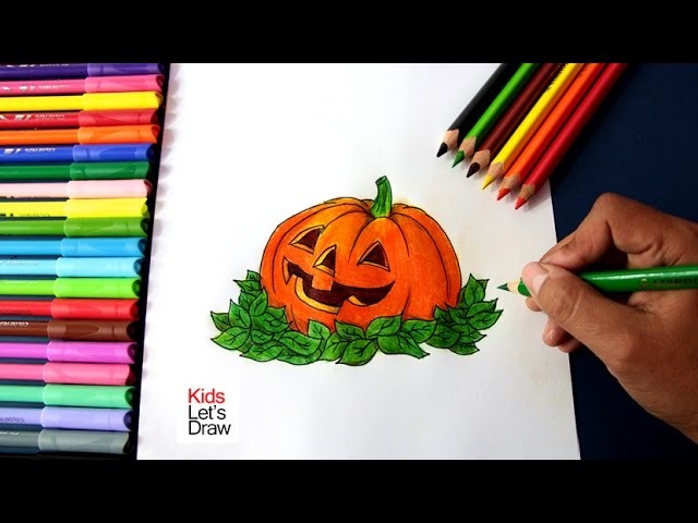 How to draw Halloween Pumpkin | Como dibujar una Calabaza de Halloween