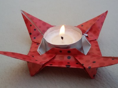 How to make an Origami Candle holder - Candelero de papel, o soporte de vela