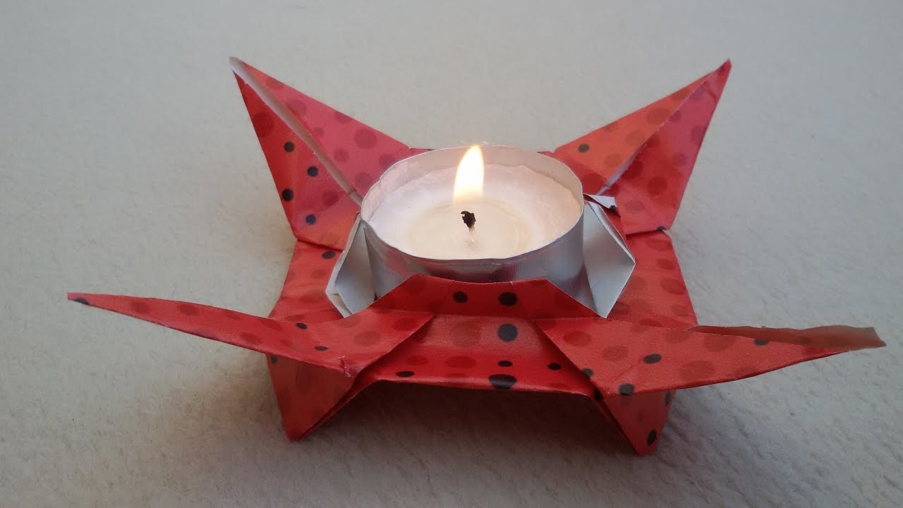 How to make an Origami Candle holder - Candelero de papel, o soporte de vela