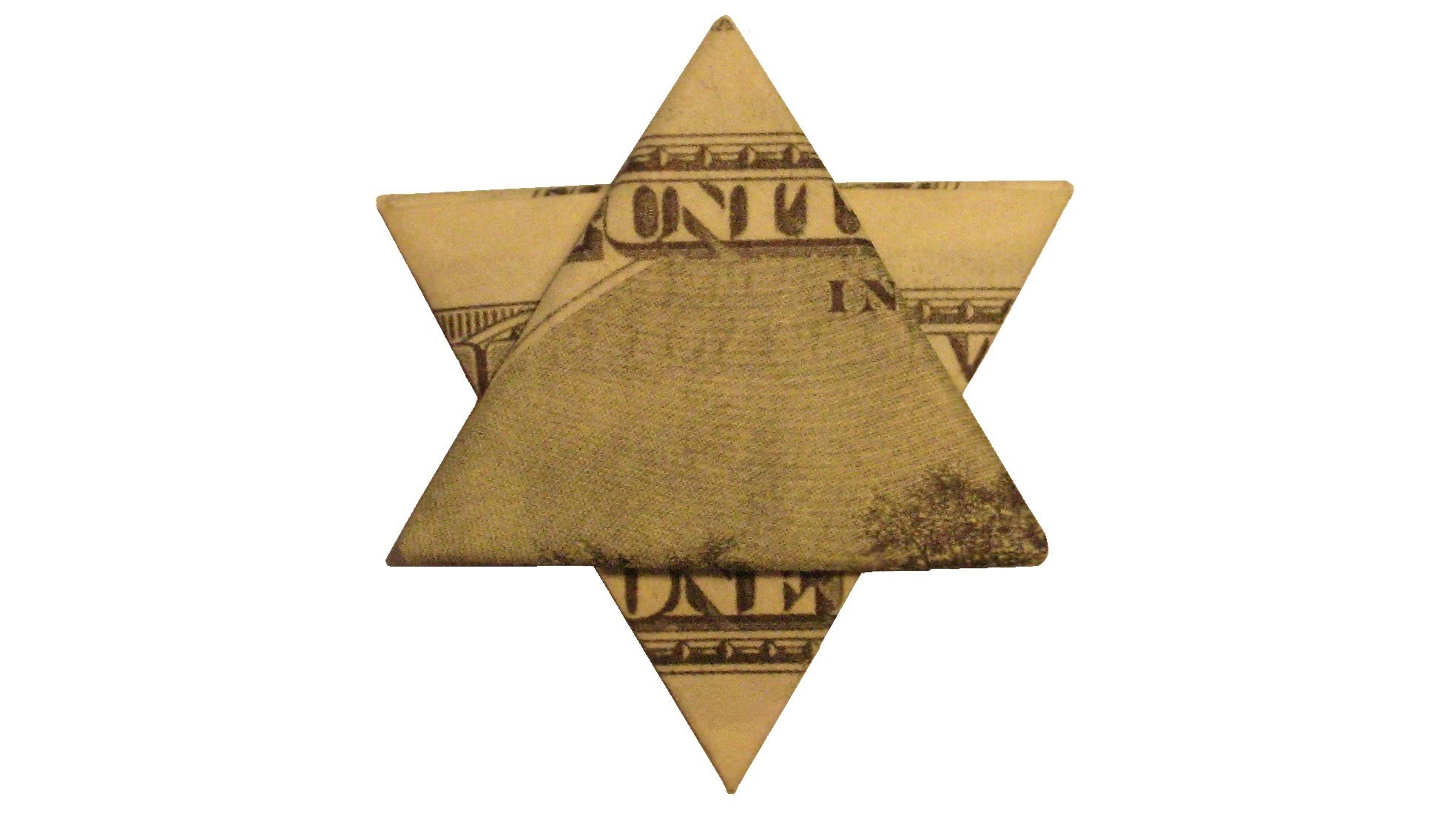 Origami de dinero. Estrella de David