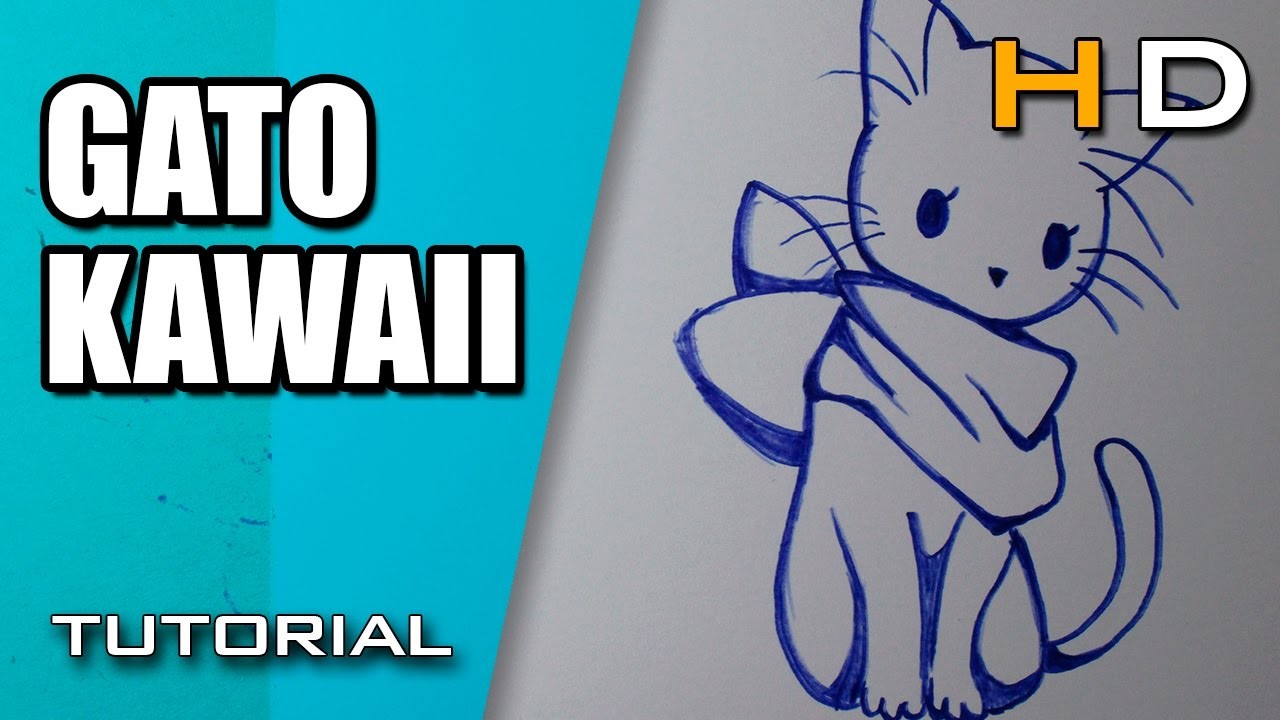 Cómo Dibujar un Gato Kawaii Paso a Paso - Dibujo de un Gatito Fácil