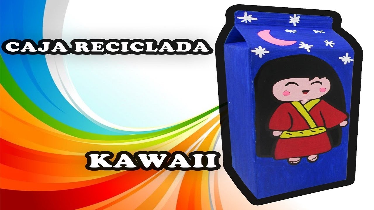 Manualidad KAWAII para decorar tu cuarto con caja de leche reciclada- PRACTIKO