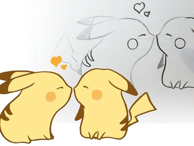 (Para Celular) Cómo dibujar Pikachu Kiss Kawaii