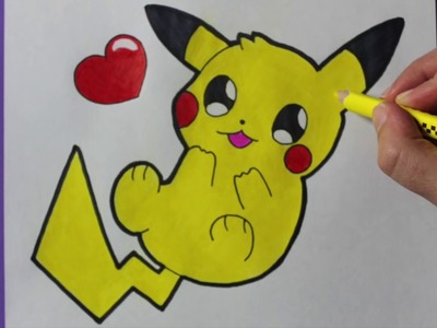 Tutorial Como dibujar a Pikachu Kawaii :3
