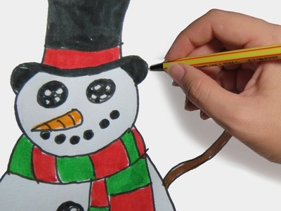 COMO DIBUJAR UN MUÑECO DE NIEVE FACIL PASO A PASO: para Navidad