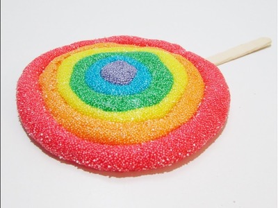 Como hacer un lollipop arcoiris con masa de espuma DIY Rainbow foam clay