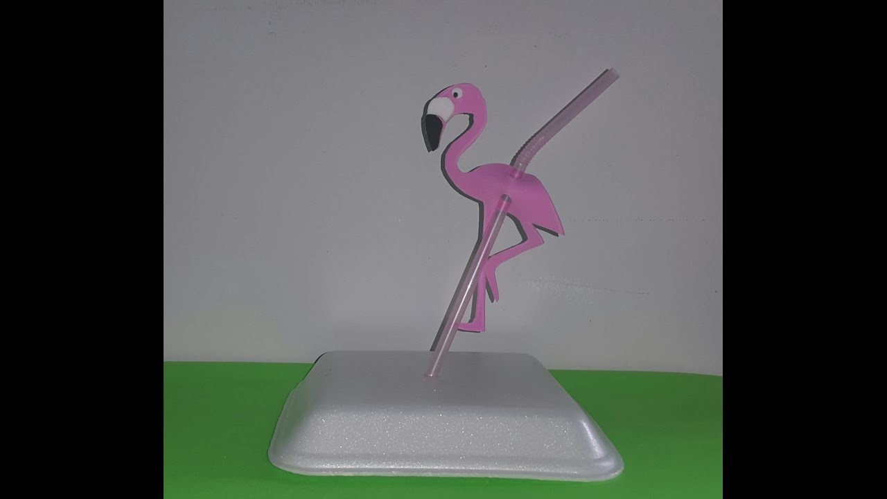 DIY flamingo para decorar canudo
