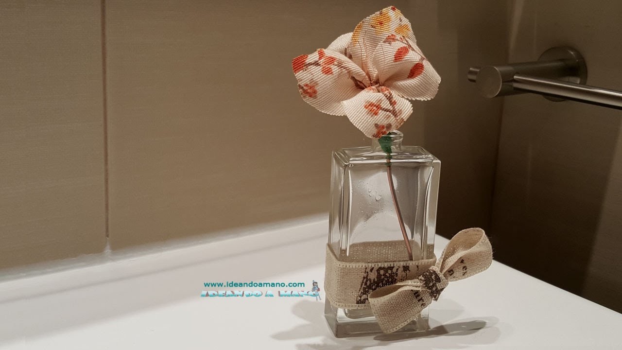 DIY flores de tela y frasco reciclado