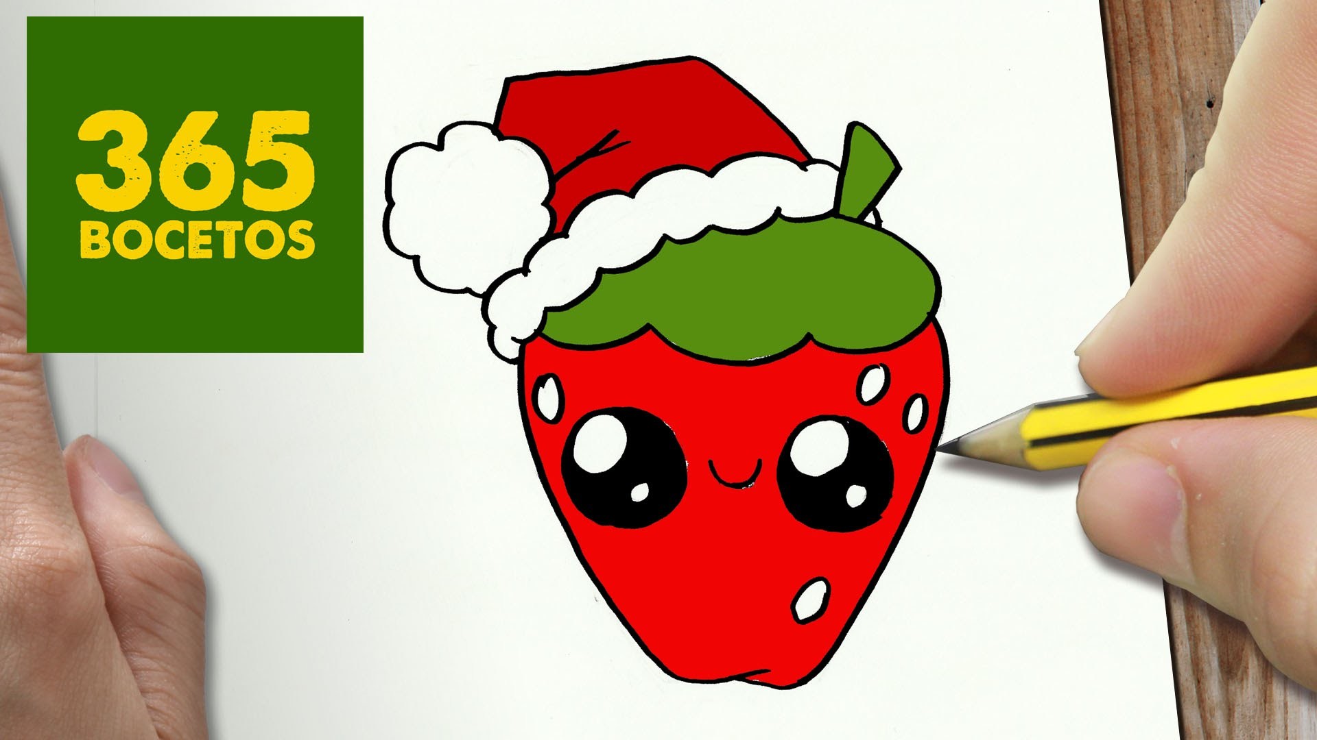 COMO DIBUJAR FRESA PARA NAVIDAD PASO A PASO: Dibujos kawaii navideños - How to draw a Strawberry