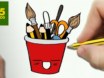 COMO DIBUJAR LAPICERO KAWAII PASO A PASO - Dibujos kawaii faciles - How to draw a pencil holders