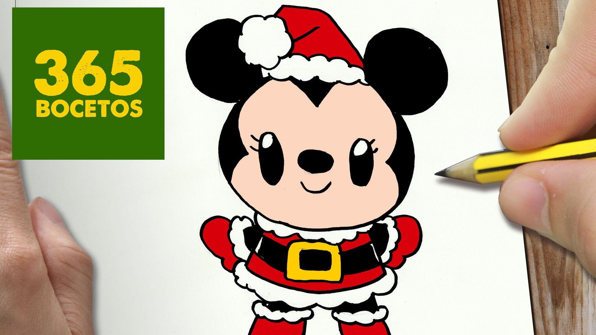 COMO DIBUJAR MINNIE MOUSE PARA NAVIDAD PASO A PASO: Dibujos kawaii navideños - draw Minnie Mouse