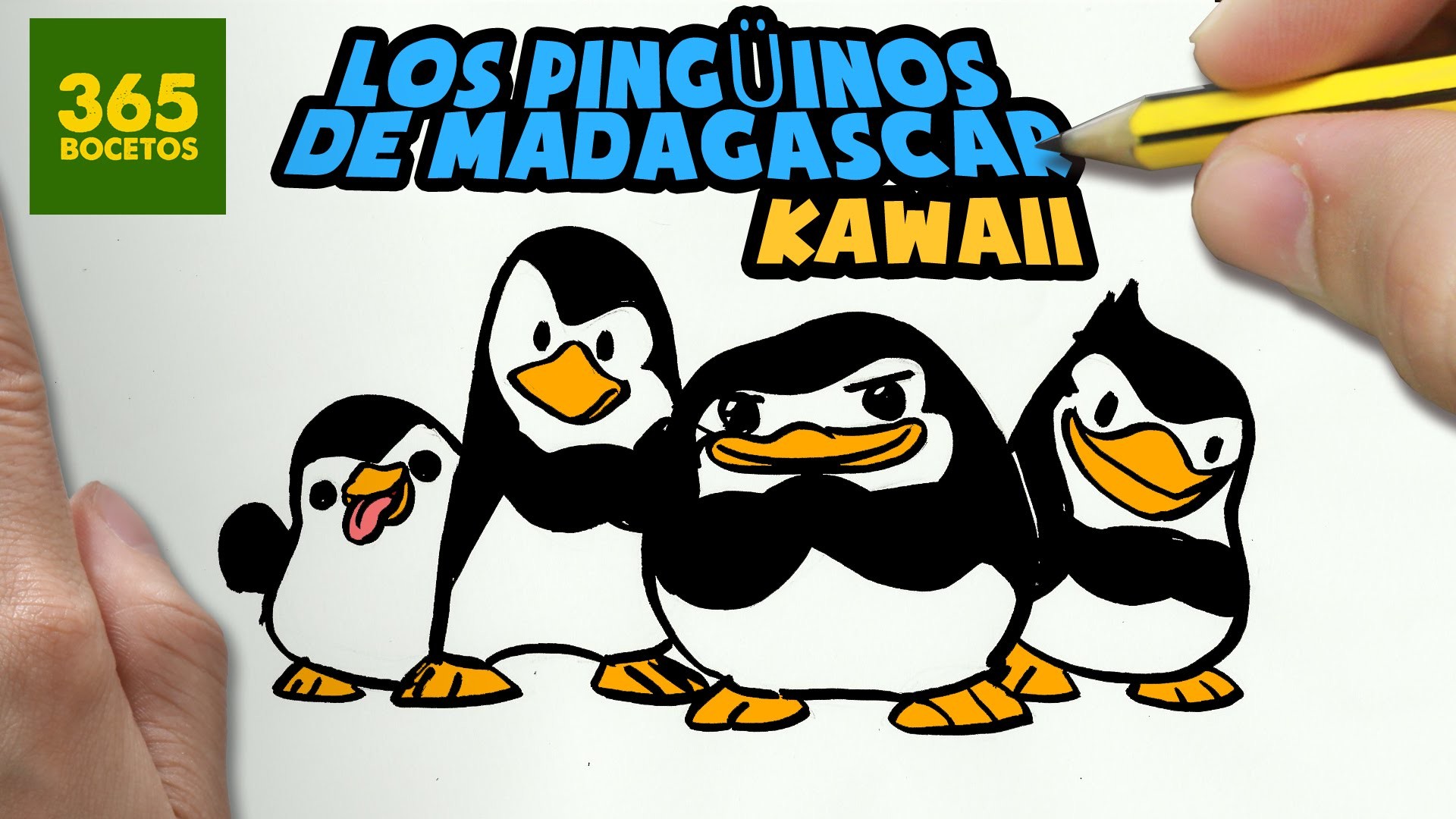 COMO DIBUJAR PINGÜINOS DE MADAGASCAR KAWAII PASO A PASO - Dibujos faciles - How to draw a PENGUIN