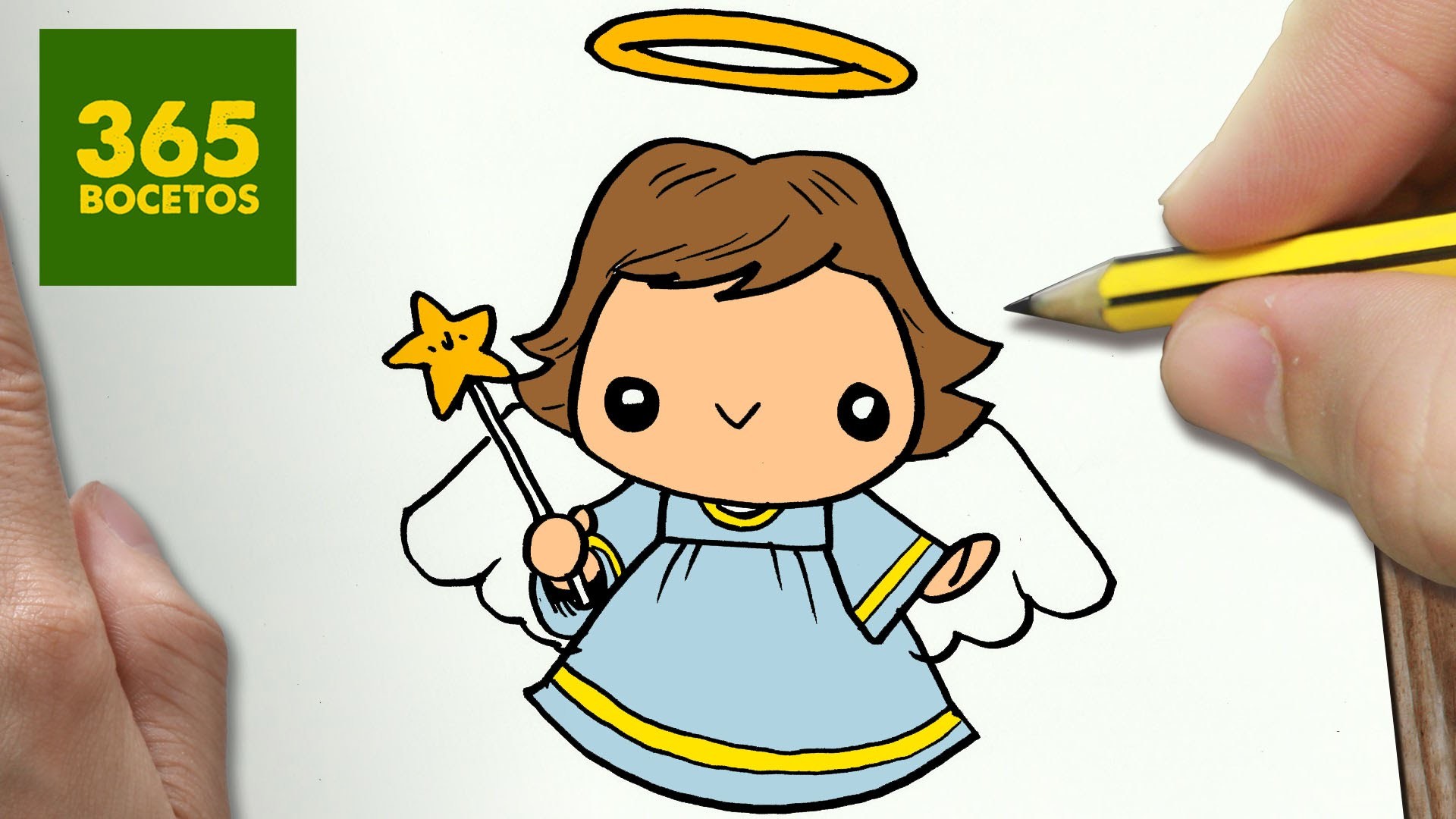 COMO DIBUJAR UN ANGEL PARA NAVIDAD PASO A PASO: Dibujos kawaii navideños - How to draw a angel