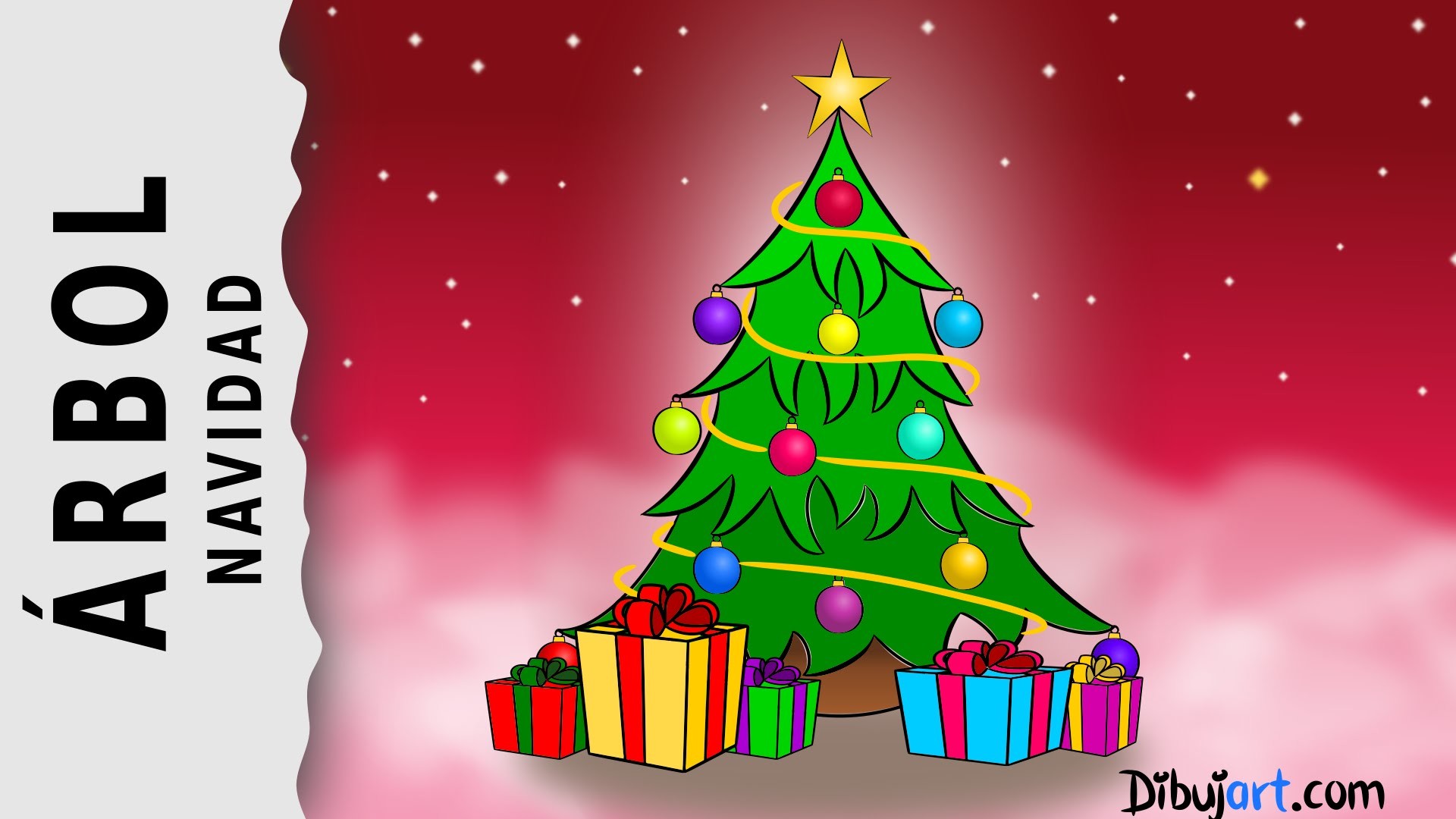 Cómo dibujar un Árbol de Navidad con Música Navideña — Dibujos de Navidad