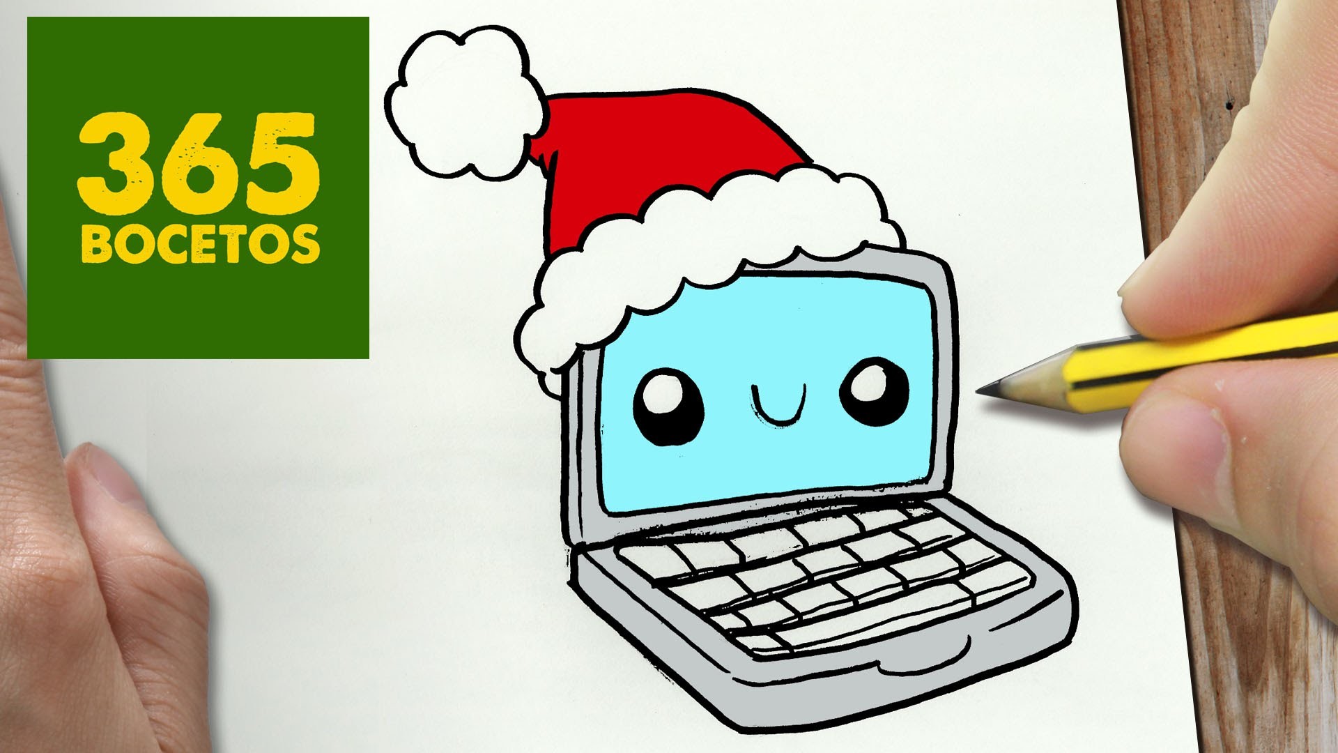 COMO DIBUJAR UN COMPUTADORA PARA NAVIDAD PASO A PASO: Dibujos kawaii navideños - draw a computer
