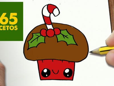COMO DIBUJAR UN CUPCAKE PARA NAVIDAD PASO A PASO: Dibujos kawaii navideños - How to draw a Cupcake