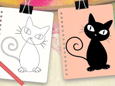 Cómo dibujar un gato para niños – Dibujos fáciles de animales - Aprender a dibujar