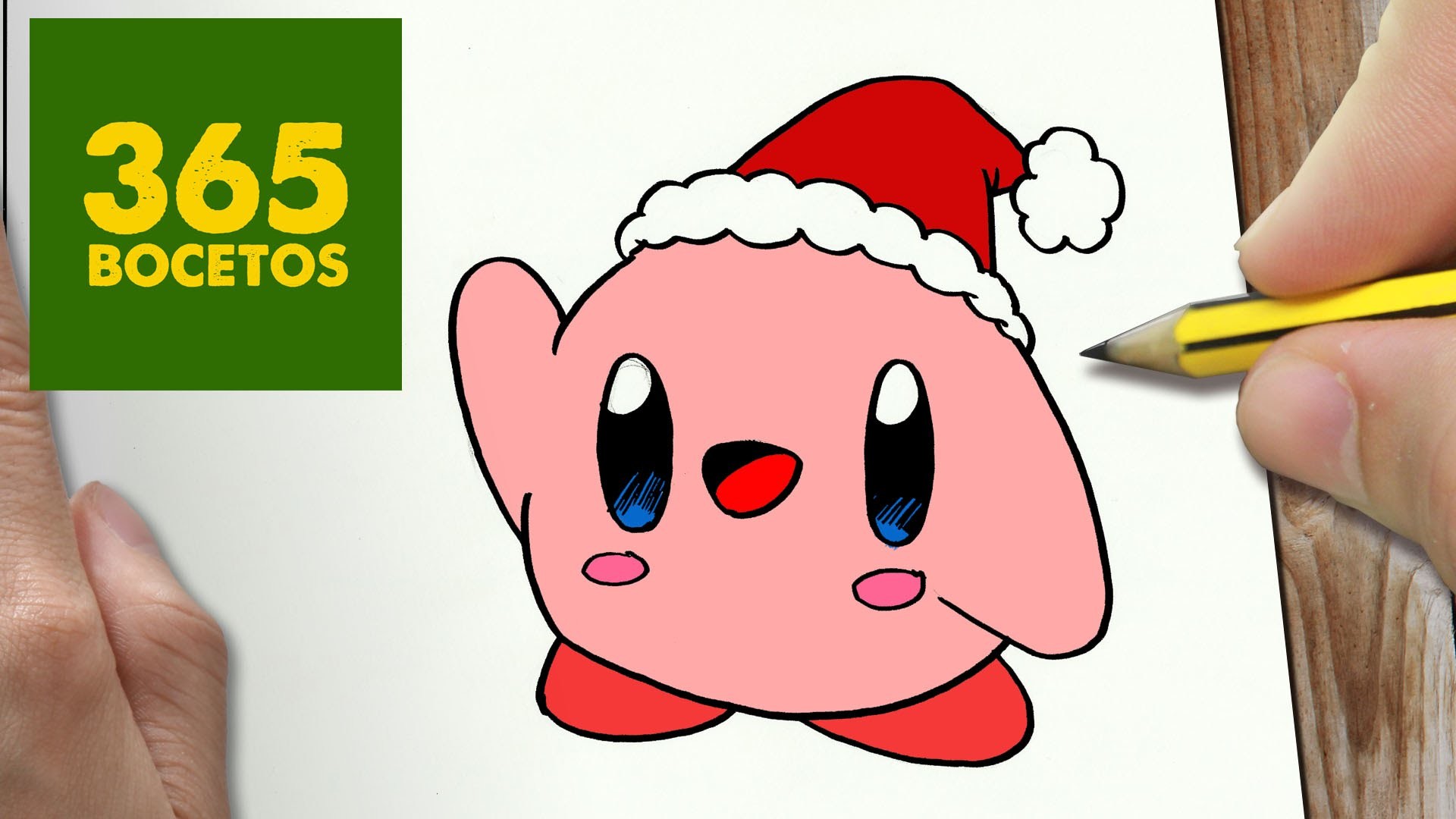 COMO DIBUJAR UN KIRBY PARA NAVIDAD PASO A PASO: Dibujos kawaii navideños - How to draw a Kirby