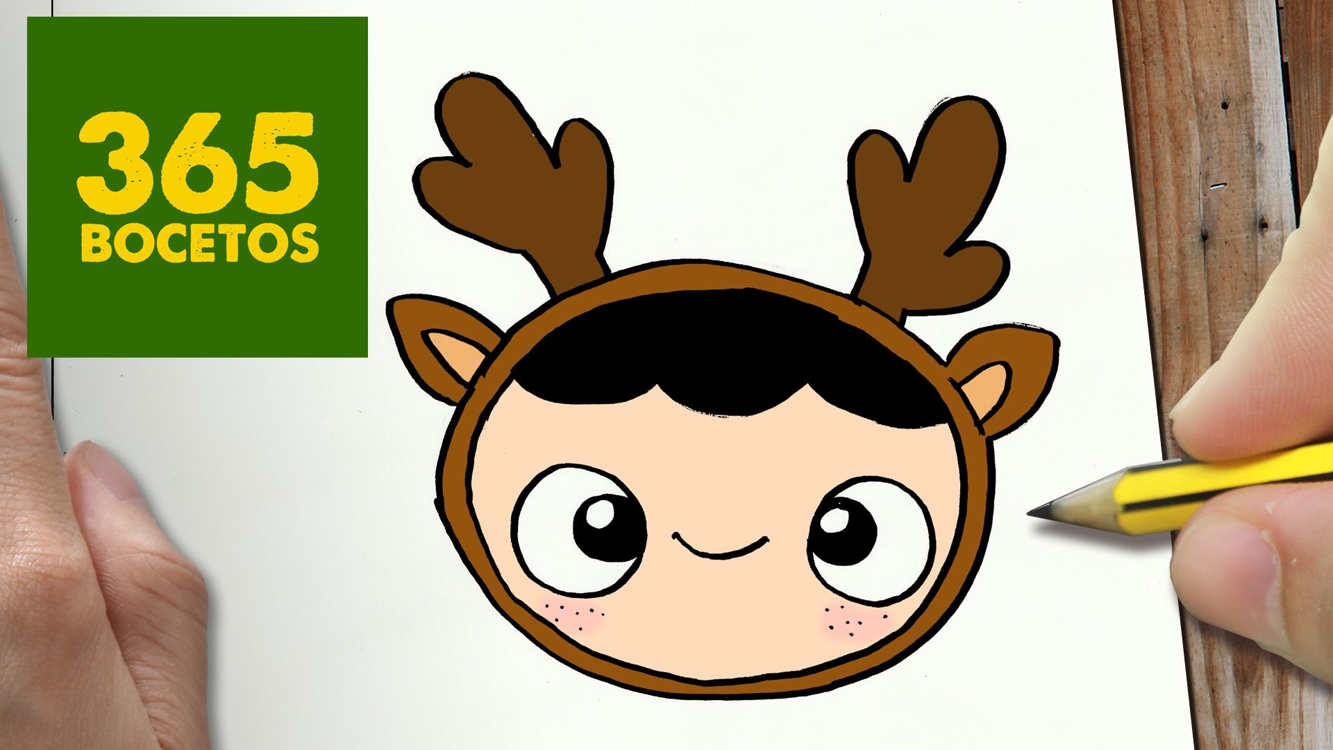 COMO DIBUJAR UN NIÑO RENO PARA NAVIDAD PASO A PASO: Dibujos kawaii navideños - draw reindeer child