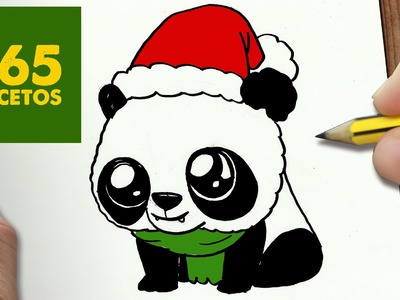 COMO DIBUJAR UN PANDA PARA NAVIDAD PASO A PASO: Dibujos kawaii navideños - How to draw a Panda