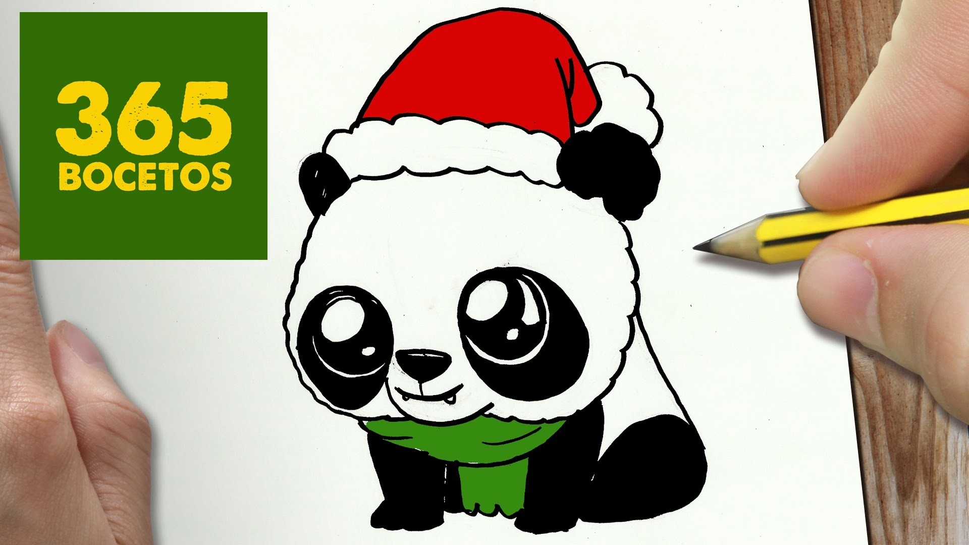 COMO DIBUJAR UN PANDA PARA NAVIDAD PASO A PASO: Dibujos kawaii navideños - How to draw a Panda