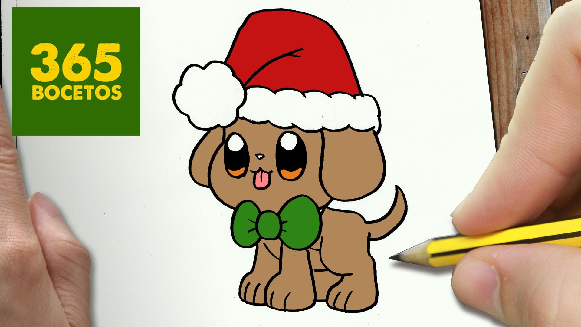 COMO DIBUJAR UN PERRITO PARA NAVIDAD PASO A PASO: Dibujos kawaii navideños - How to draw a dog